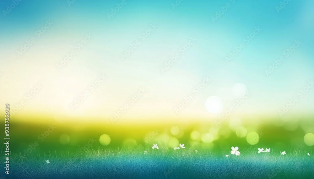 A Serene Meadow with Sunlight and Soft Floral Accents A Serene Meadow with Sunlight and Soft Floral Accents