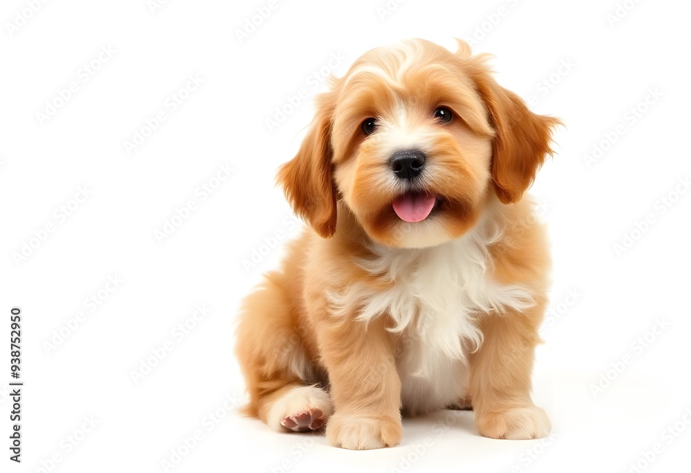 golden retriever puppy isolated on white, golden retriever puppy, Beautiful happy reddish Havanese puppy dog is sitting frontal with white background golden retriever puppy isolated on white, golden retriever puppy, Beautiful happy reddish Havanese puppy dog is sitting frontal with white background