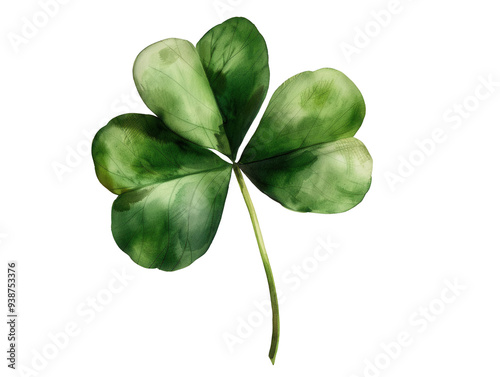 A minimalist digital illustration of a four leaf clover. The PNG, white background, isolated.