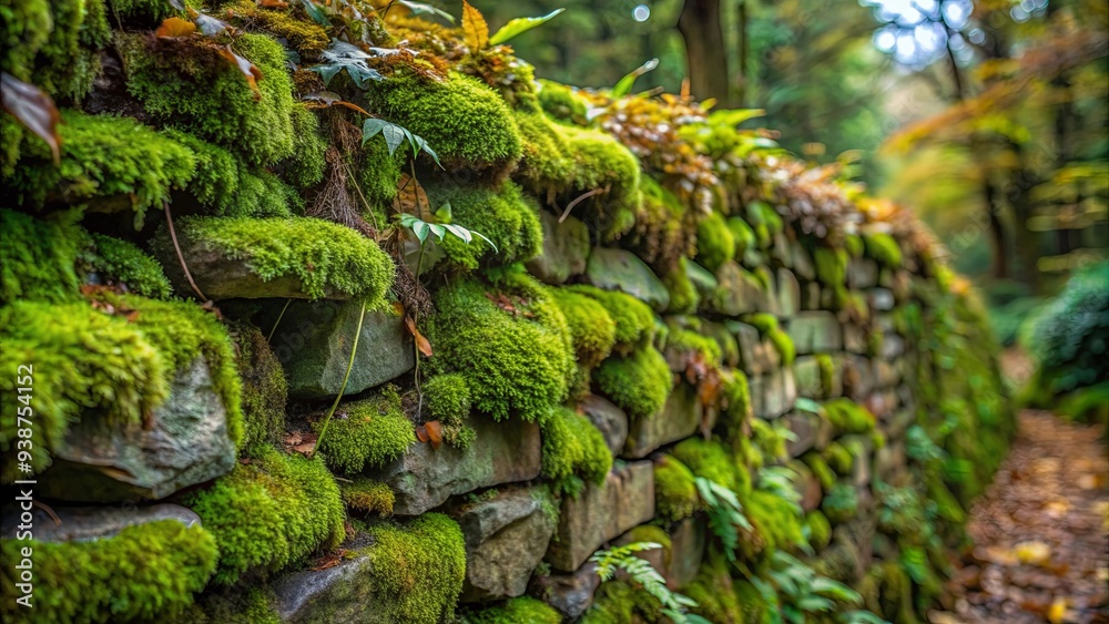 Stone wall covered in moss and foliage, stone, texture, natural, green, growth, flora, plant, environment, outdoor, background Stone wall covered in moss and foliage, stone, texture, natural, green, growth, flora, plant, environment, outdoor, background