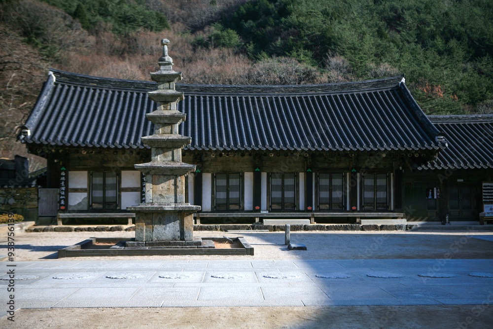 Fototapeta premium View of the old stone pagoda in the Buddhist temple
