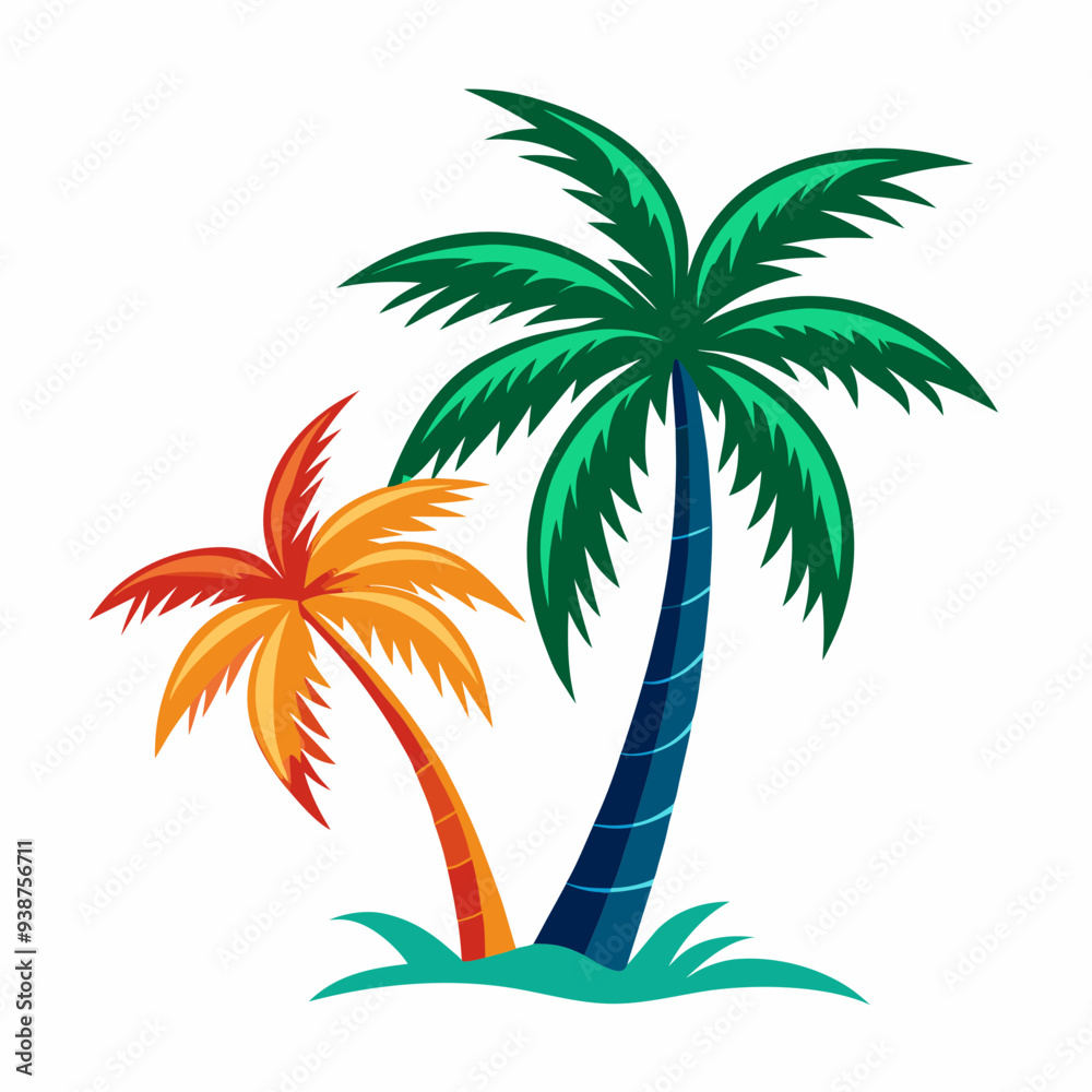 Fototapeta premium Tropical Palm Tree Tee Print Design on White art vector illustration