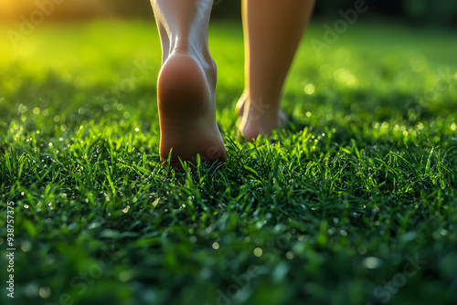 Barfuß im Gras: Naturnahes Gehen im Morgenlicht