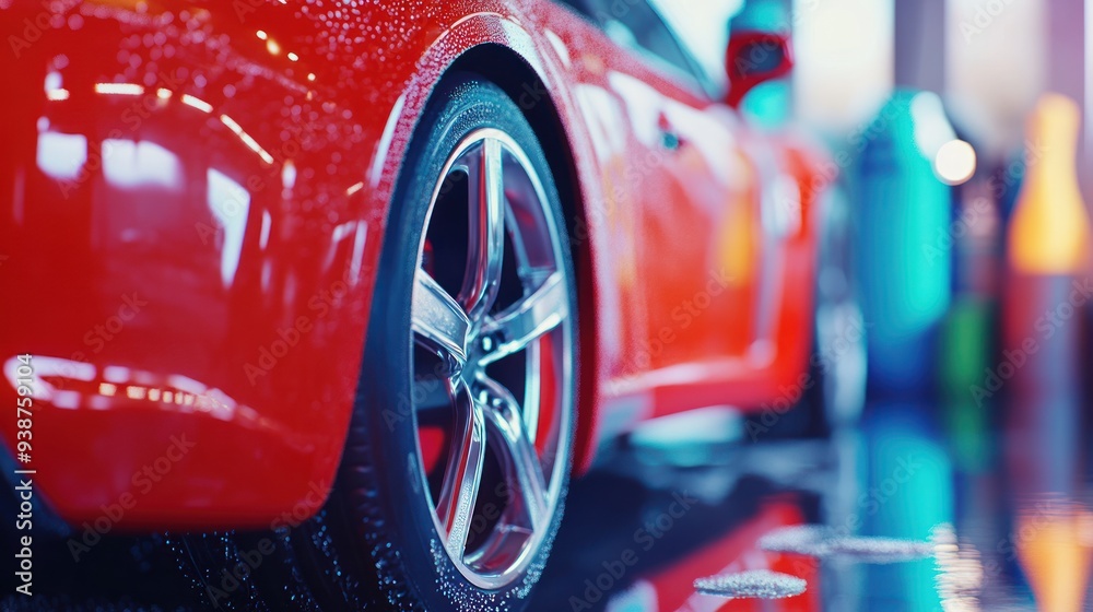 Red Sport Car with Shiny Wheels Red Sport Car with Shiny Wheels