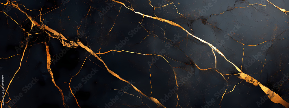 Luxurious Cracked Black Marble with Gold Veins Luxurious Cracked Black Marble with Gold Veins