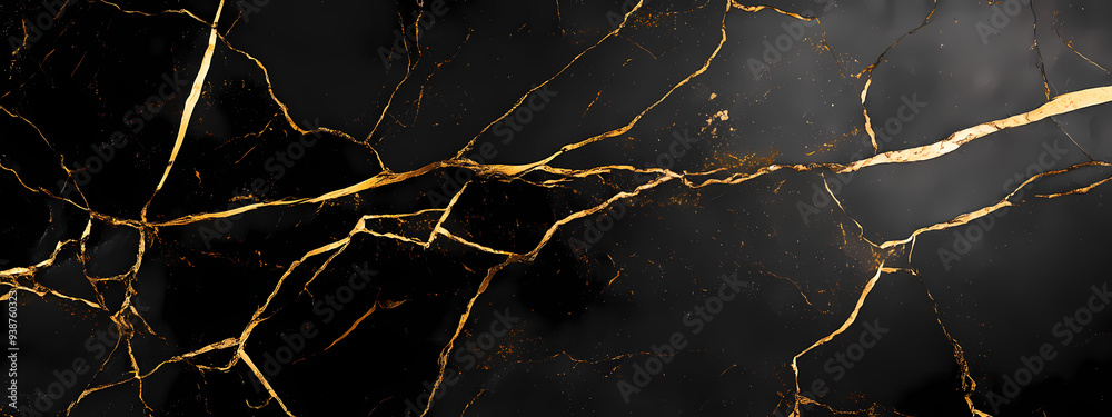 Luxurious Cracked Black Marble with Gold Veins Luxurious Cracked Black Marble with Gold Veins