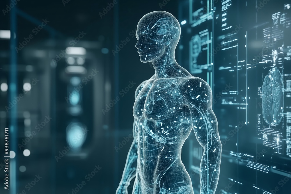 Medical breakthrough idea depicted in futuristic blue digital 3D rendering Medical breakthrough idea depicted in futuristic blue digital 3D rendering
