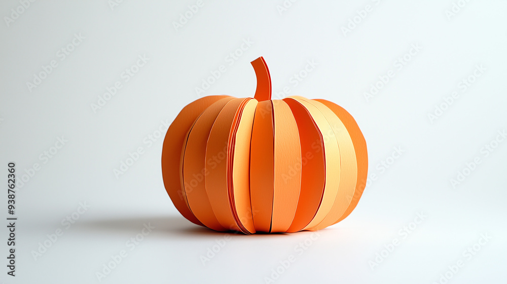 pumpkin isolated on white, 3D pumpkin made of paper, cut from paper, handcrafted, halloween theme pumpkin isolated on white, 3D pumpkin made of paper, cut from paper, handcrafted, halloween theme
