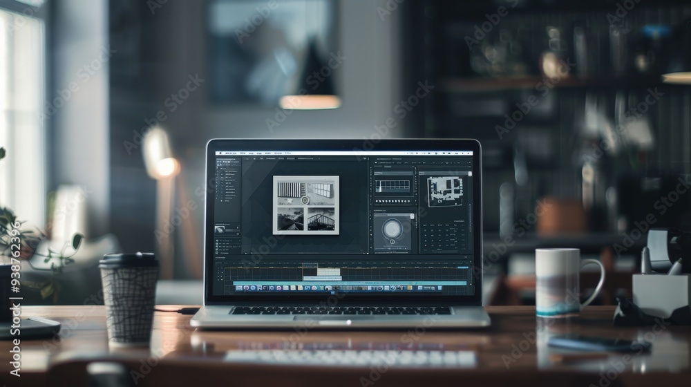 a scene of a laptop screen with a collaborative workspace or team project open. a scene of a laptop screen with a collaborative workspace or team project open.