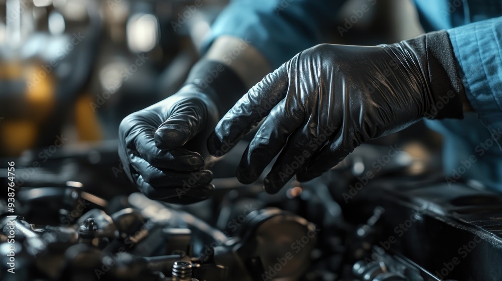 Mechanic's Hands Examining Engine Mechanic's Hands Examining Engine