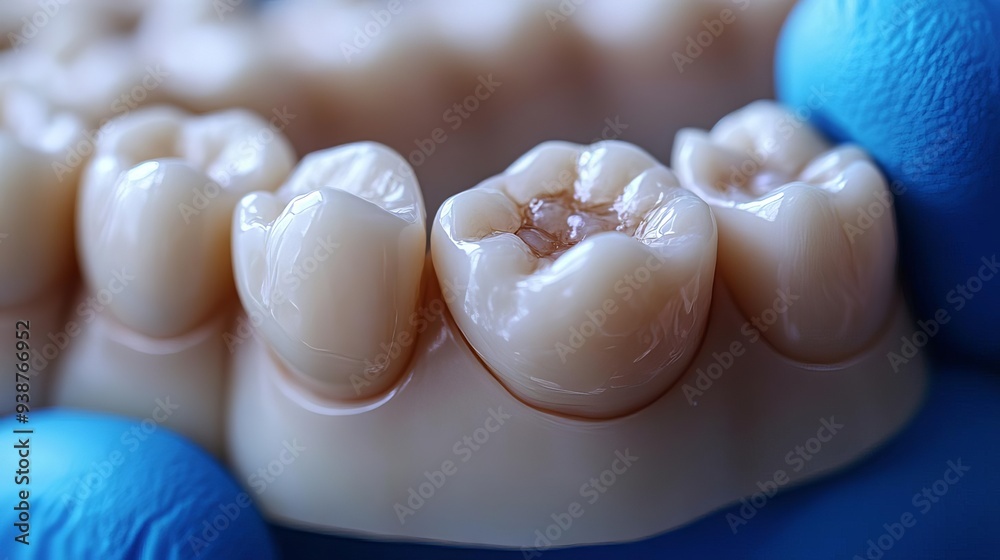 A dentist using digital scanning technology to design and fit dental crowns in a modern clinic, showcasing the role of technology in restorative care