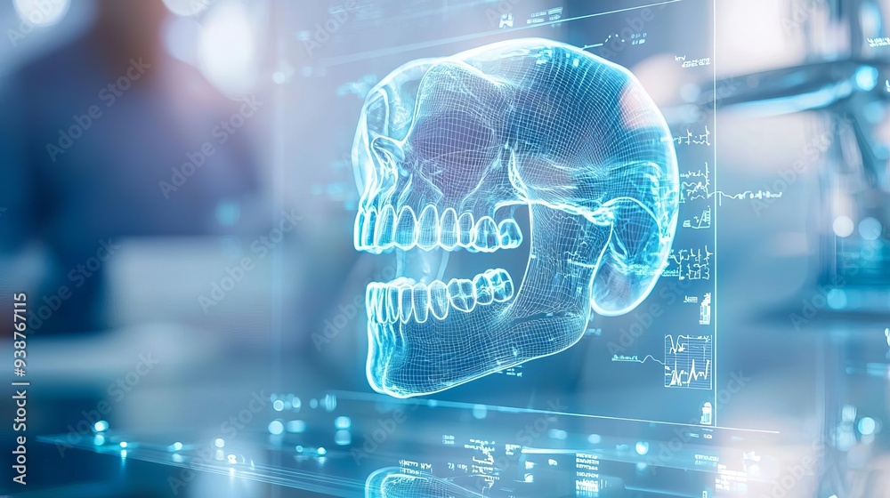 A dentist utilizing 3D imaging to guide a detailed oral care treatment plan, showcasing the precision and innovation in modern dentistry