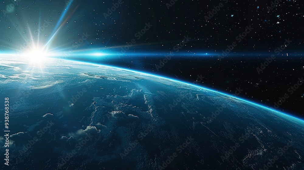 image of the horizon with an artistic interpretation of cosmic elements, blending the edge with fantastical space phenomena. image of the horizon with an artistic interpretation of cosmic elements, blending the edge with fantastical space phenomena.