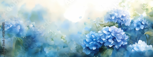 Wallpaper Mural Ethereal Watercolor Blue Hydrangeas Torontodigital.ca