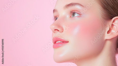 Close-Up Portrait of a Beautiful Glowing Skin Woman