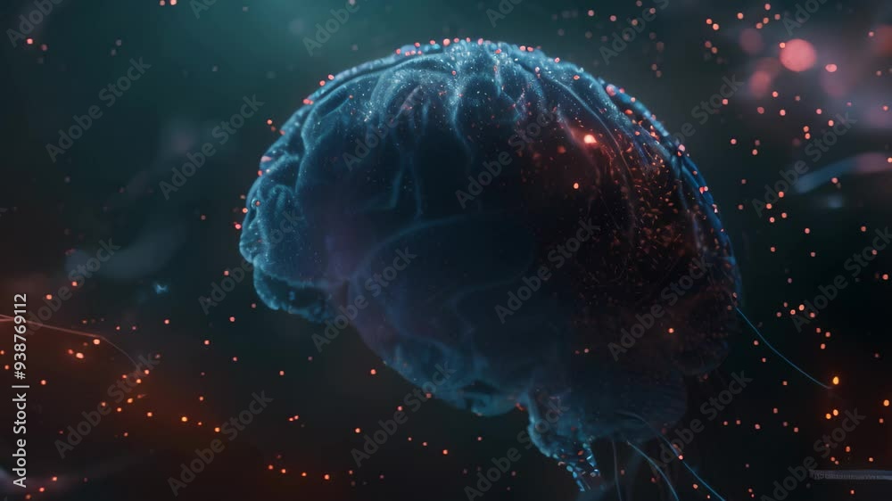 A digital rendering of a brain absorbing new information, with glowing lines connecting to a network, A digital rendering of a brain absorbing new information