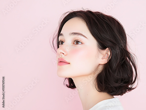Close-Up Portrait of a Beautiful Glowing Skin Woman