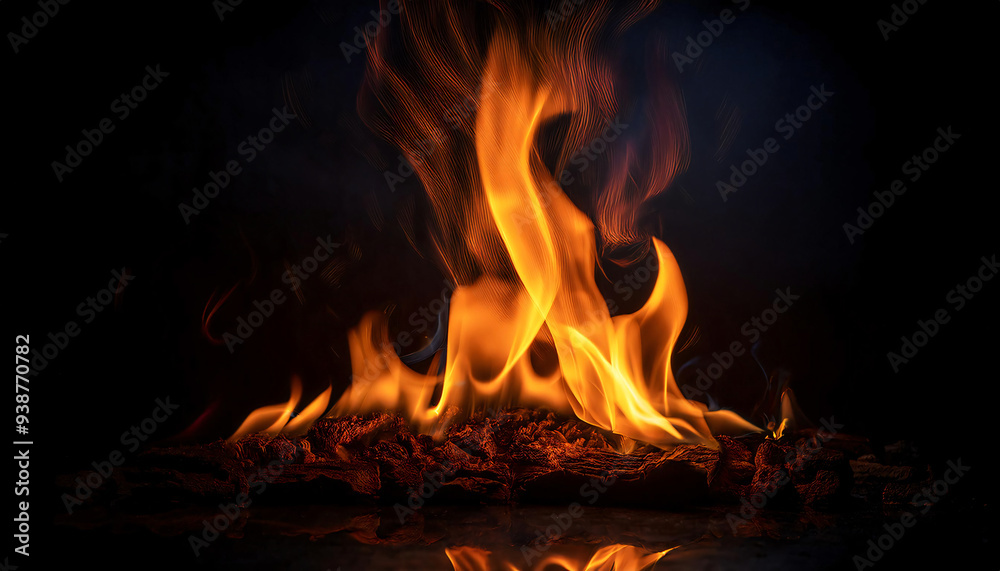 An isolated flame flickering against a dark, moody background, capturing the essence and movement of fire. An isolated flame flickering against a dark, moody background, capturing the essence and movement of fire.