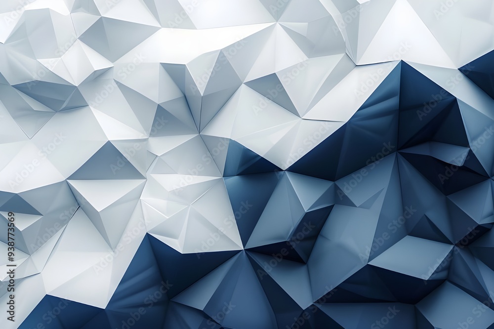 Fototapeta premium Abstract Geometric Pattern with White and Blue Triangles
