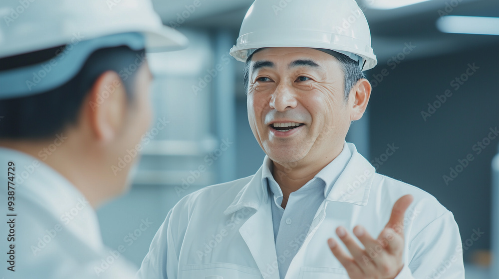 日本の建設作業員の会話と表情 日本の建設作業員の会話と表情