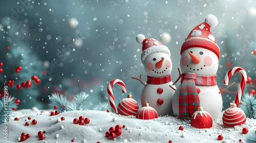 A merry snowman in a winter wonderland For Christmas cards