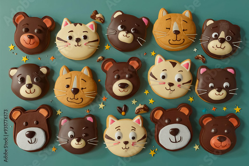 Image of chocolate cookies are shaped like various animals