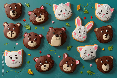 Image of chocolate cookies are shaped like various animals
