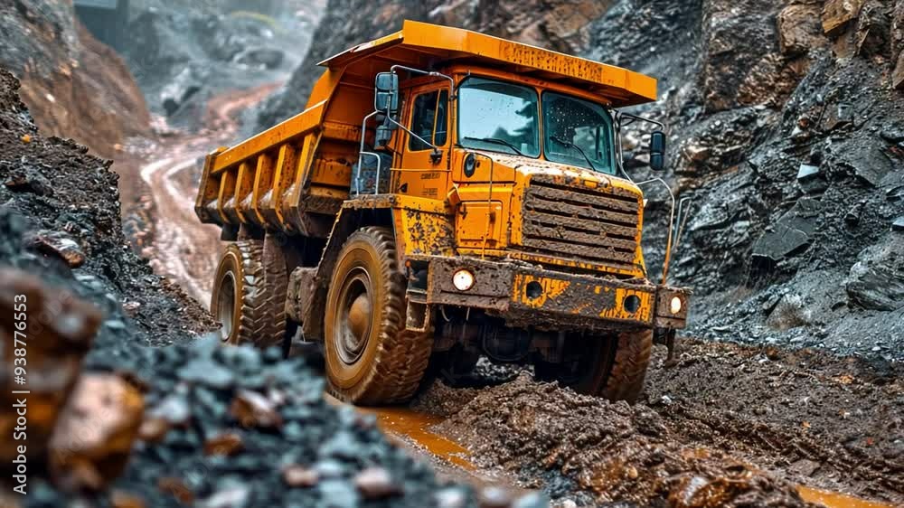 The orage excavator excavates and then unloads the truck. The orage excavator excavates and then unloads the truck.