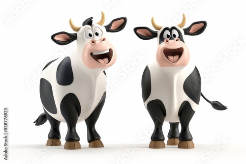 Cute funny smiling cow cartoon printable clipart with different expressions illustration on white background