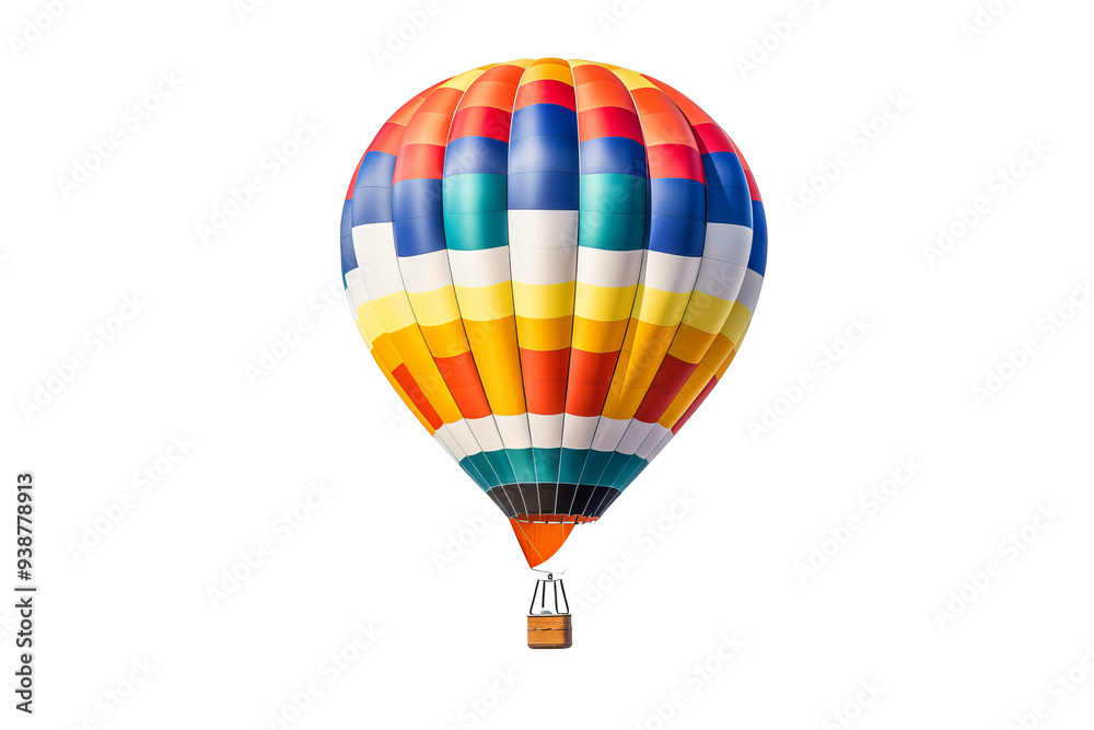 Fototapeta premium Vibrant hot-air balloon isolated on transparent background PNG for creative design projects and travel-themed visual content