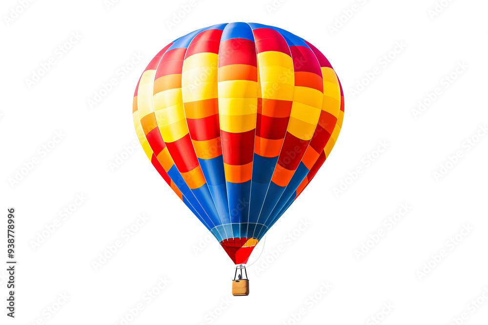 Naklejka premium Vibrant hot-air balloon isolated on transparent background PNG for creative design projects and travel-themed visual content