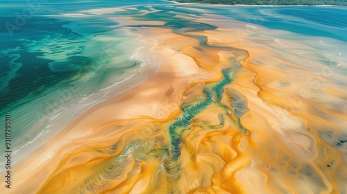 the stunning formations of sandbars and shallow waters from an aerial perspective. photo