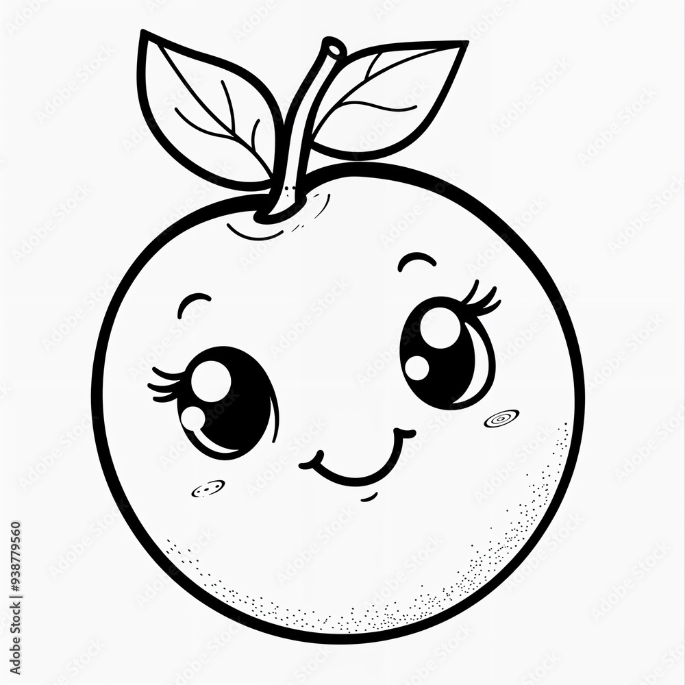 Obraz premium cute kawaii mango coloring page for kids