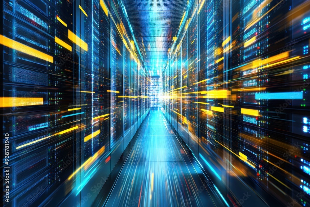 Abstract technology background with digital data center and high-speed internet concept