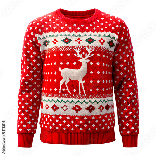 Christmas sweater with reindeer, winter sweater on an isolated background