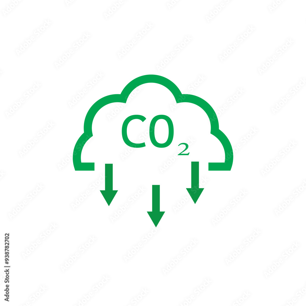 CO2 emissions icon vector in line stroke on white background .Cloud co2 reduction icon CO2 emissions icon vector in line stroke on white background .Cloud co2 reduction icon