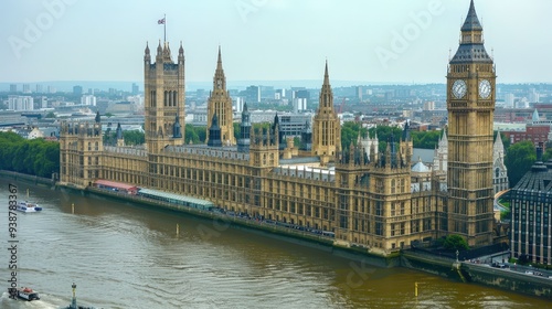 Enjoy an aerial view of the Houses of Parliament and Big Ben.