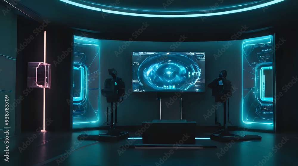 Fototapeta premium a room with speakers and a projection screen in it