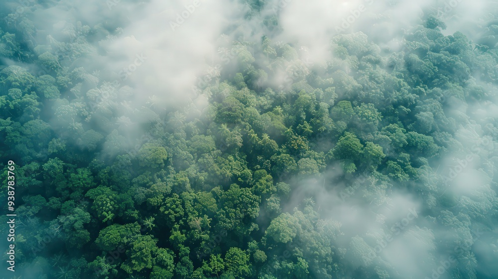 Enjoy the peaceful sight of aerial clouds drifting over a forest. Enjoy the peaceful sight of aerial clouds drifting over a forest.