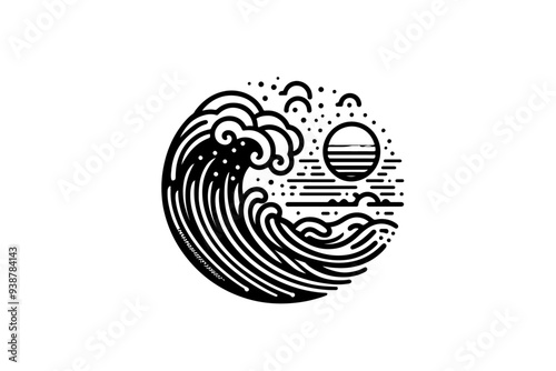 Wave vector minimalist isolated on white background.