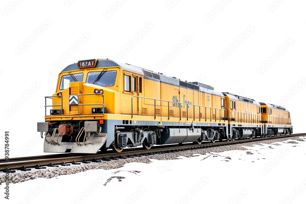 Obraz premium Detailed PNG of a modern train on transparent background for use in transportation design projects, illustrating high-speed rail travel and advanced public transit systems