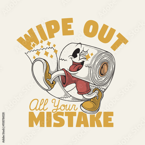 retro cartoon emblem of smiling tissue paper