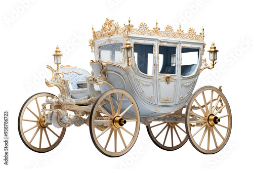 Elegant vintage carriage on transparent background isolated in PNG format, perfect for historical illustrations, antique-themed designs, and creative graphic projects classic horse-drawn vehicle photo