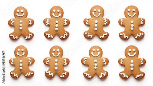 gingerbread cookies isolated on white, set of gingerbread man cookie, chirtsmas cookie photo