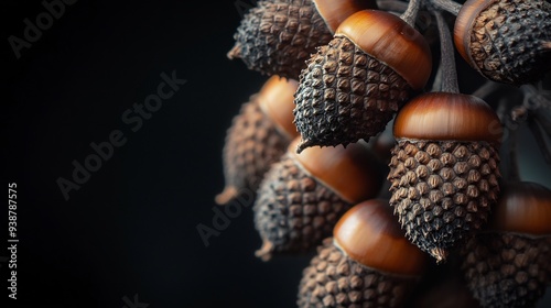 Close-up of a Cluster of Acorns with Detailed Texture photo