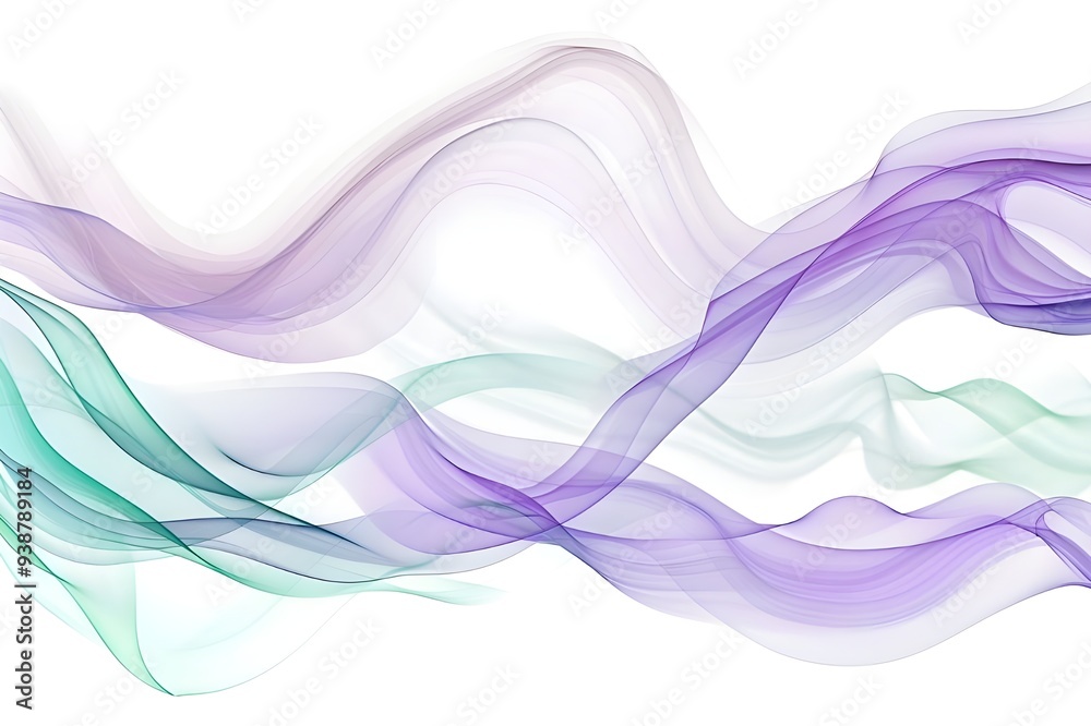 Abstract Purple and Green Flowing Lines on White Background Abstract Purple and Green Flowing Lines on White Background