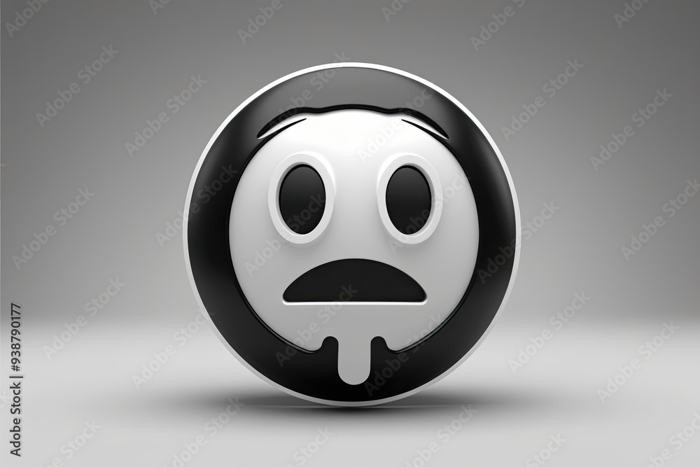 Obraz premium Curious Inquisitive Emoticon: 3D Face Expression and Perspective Icon
