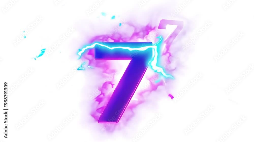 Electric Digital Art of the Number Seven Generative AI Electric Digital Art of the Number Seven Generative AI