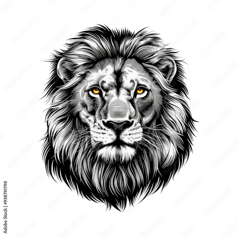 Lion Portrait with Black and White Style.