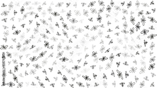 midges flying in the air, hand-drawn, monochrome vector background